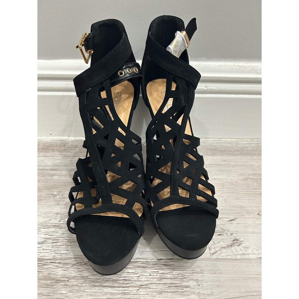 Trends up Collection Bonica 1 Womens Black Cage Platform Stiletto Sandals Size 9 - Picture 4 of 7